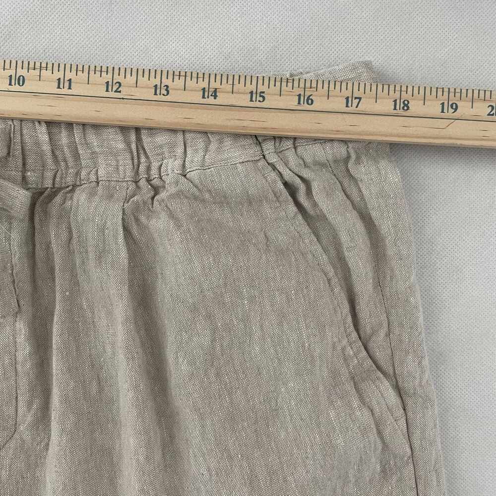 ZARA Men's 100% Linen Beige Relaxed Fit Drawstring Tapered Leg Pants Size XL - Picture 7 of 11